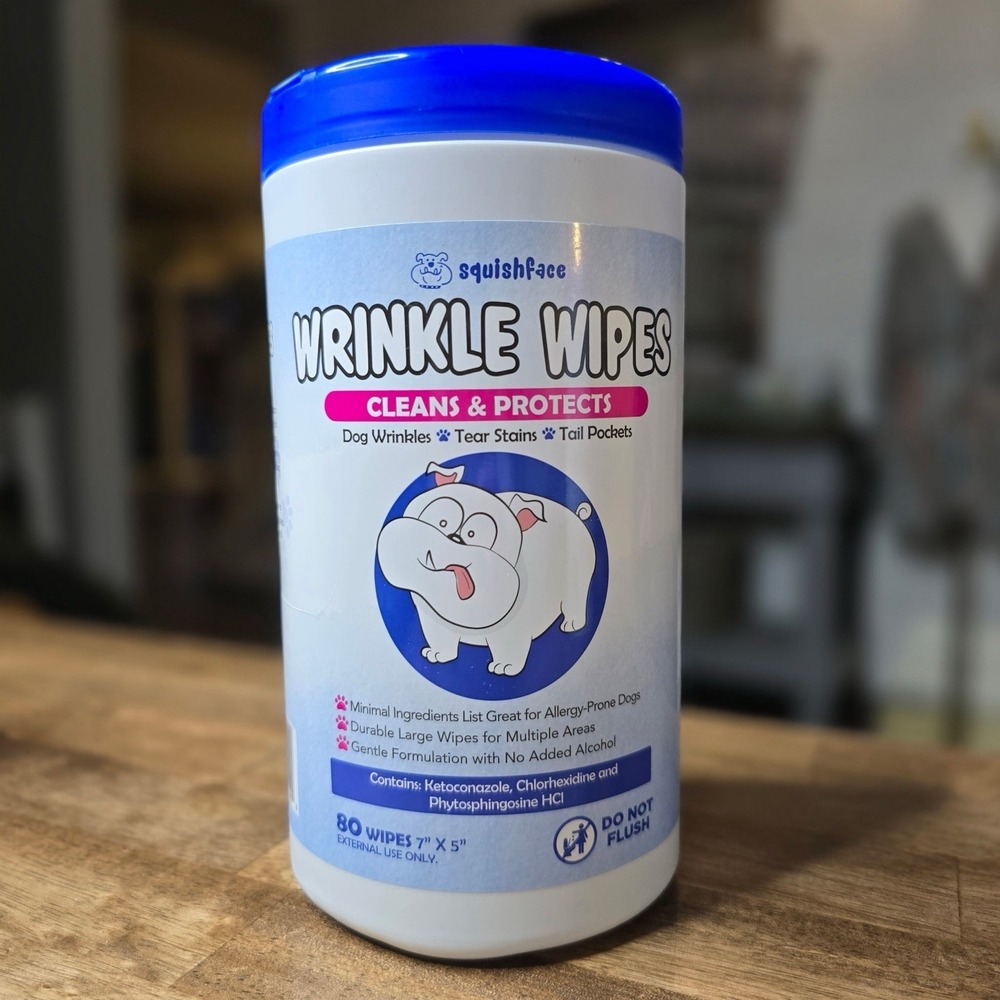 Squishface Wrinkle Wipes Dog Tear Stain Face Fold Cleaning Wipes 80 Count NEW